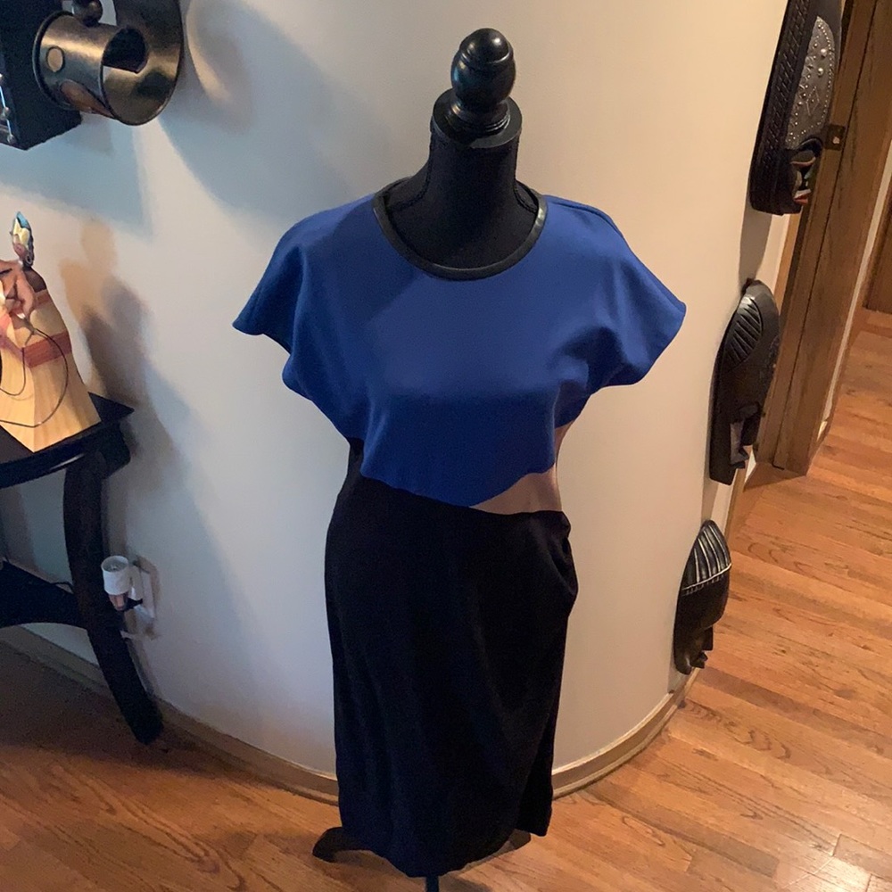 Blue Black Tan Anne Klein Women’s Dress